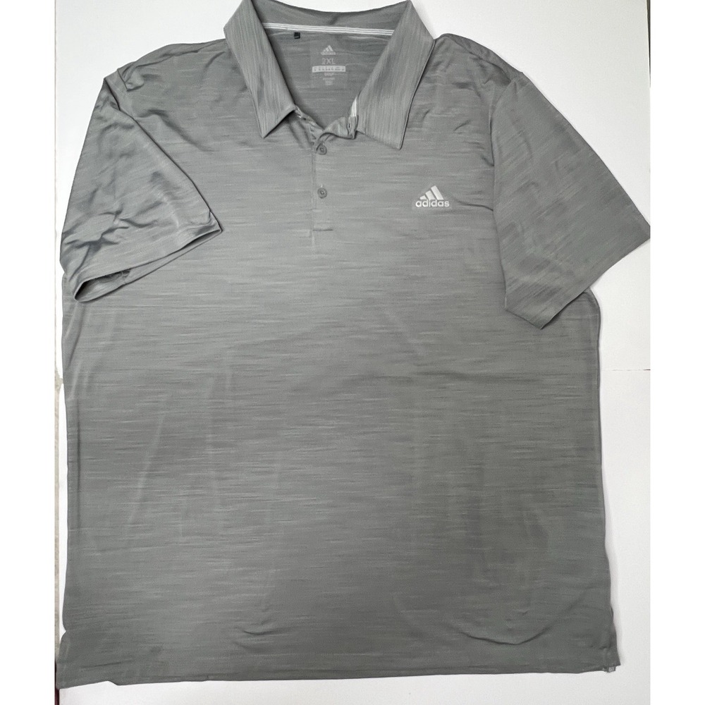 Adidas Golf Polo Shirt Men's 2XL Gray Performance Stretch Breathable Athletic